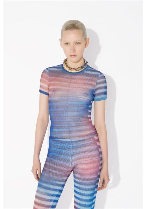 t-shirt water baby donna azzurra, blu e pesca JEAN PAUL GAULTIER | 25/03-W-TO318-M005P565034